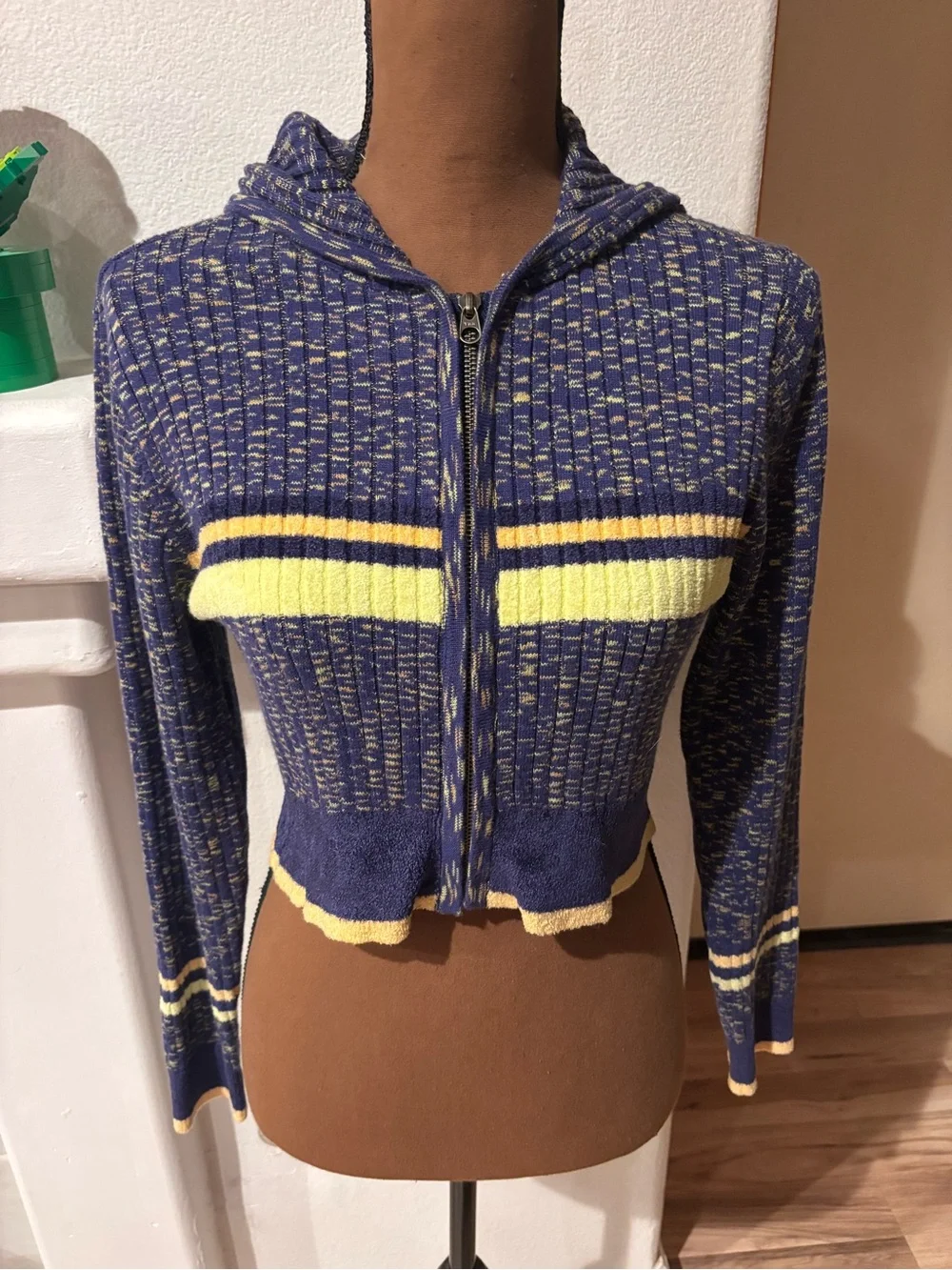 Urban Outfitters Out From Under purple + Yellow Ribbed Knit Set Zip Top & Pants.